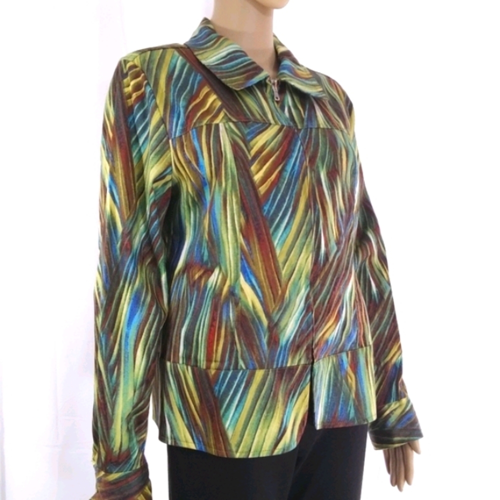 ERIN LONDON Earth Tones Unlined Brushed Cotton Slight Stretch Jacket EUC Sz M